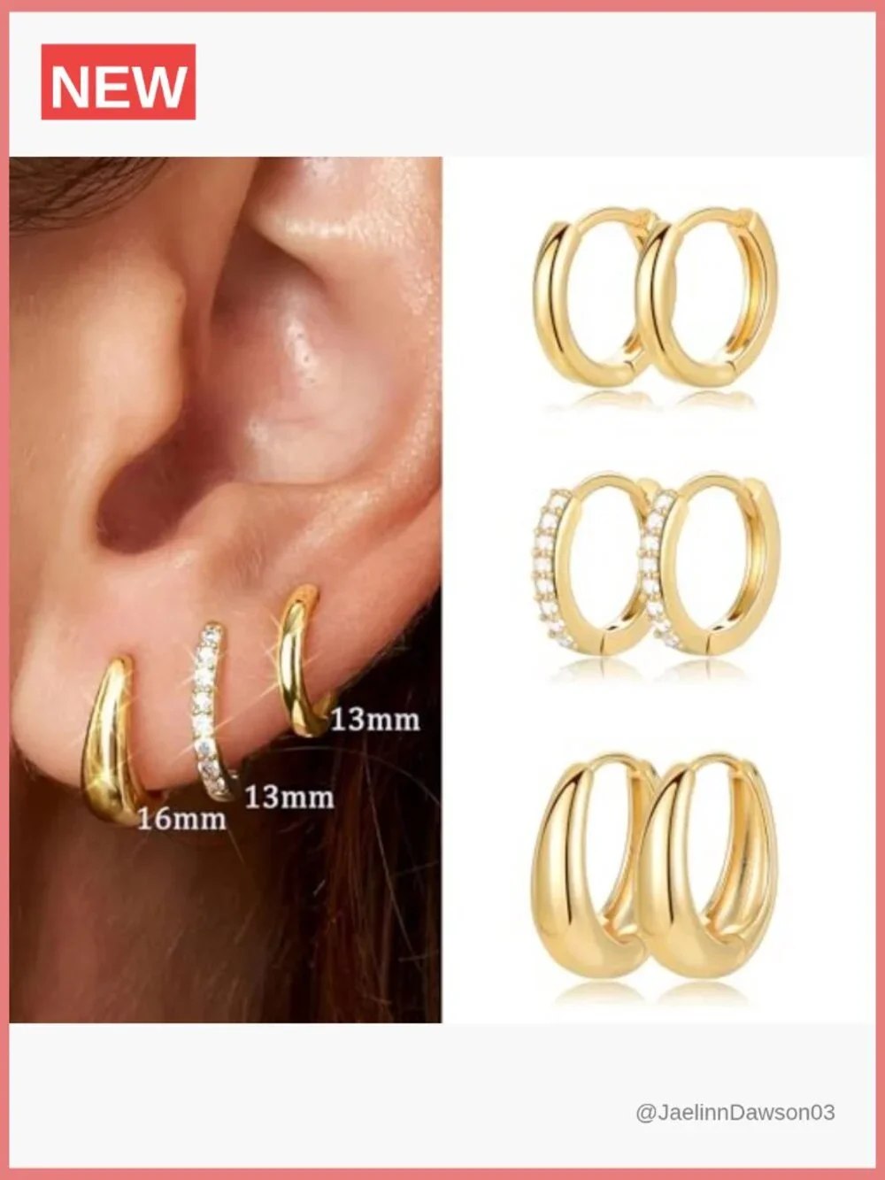 9 Pairs Chunky Hoop Huggie Earrings Set, Gold Plated Hypoallergenic Jewelry Gift